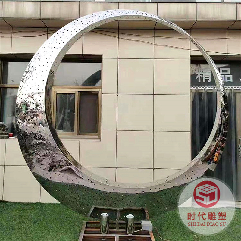 戶外園林景觀大型不銹鋼雕塑廠家廣場(chǎng)藝術(shù)抽象鏤空鏡面雕塑制作