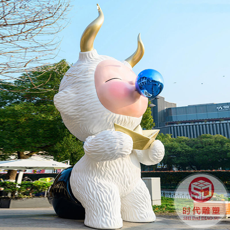 玻璃鋼網(wǎng)紅卡通公仔IP人物彩繪雕塑定制模型廠家吉祥物美陳落地擺