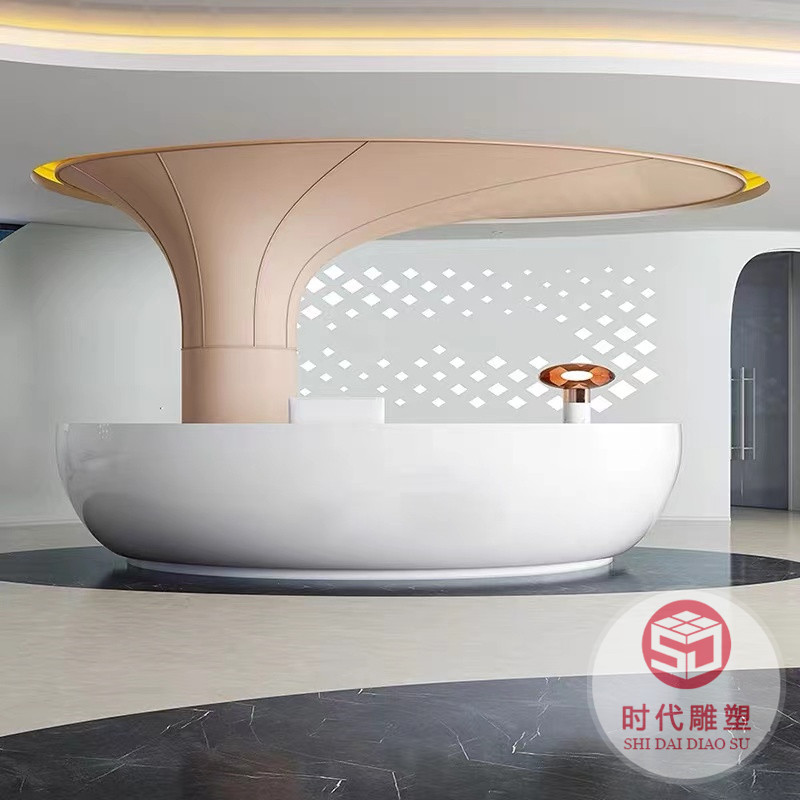 玻璃鋼烤漆前臺(tái)異形吧臺(tái)咨詢臺(tái)接待臺(tái)收銀臺(tái)簡(jiǎn)約美容院迎賓臺(tái)定制