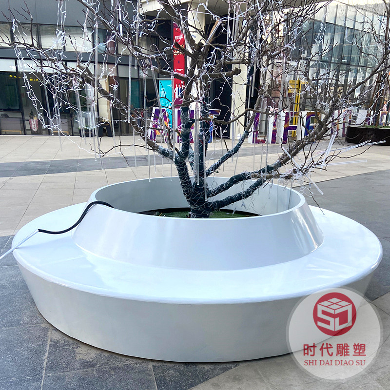 玻璃鋼樹池坐凳商場(chǎng)花池弧形休閑椅種植池大花壇戶外花盆座椅定制