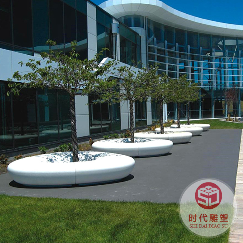 商場玻璃鋼休閑座椅生產戶外公共休息區(qū)創(chuàng)意異型造型花盆樹池坐凳
